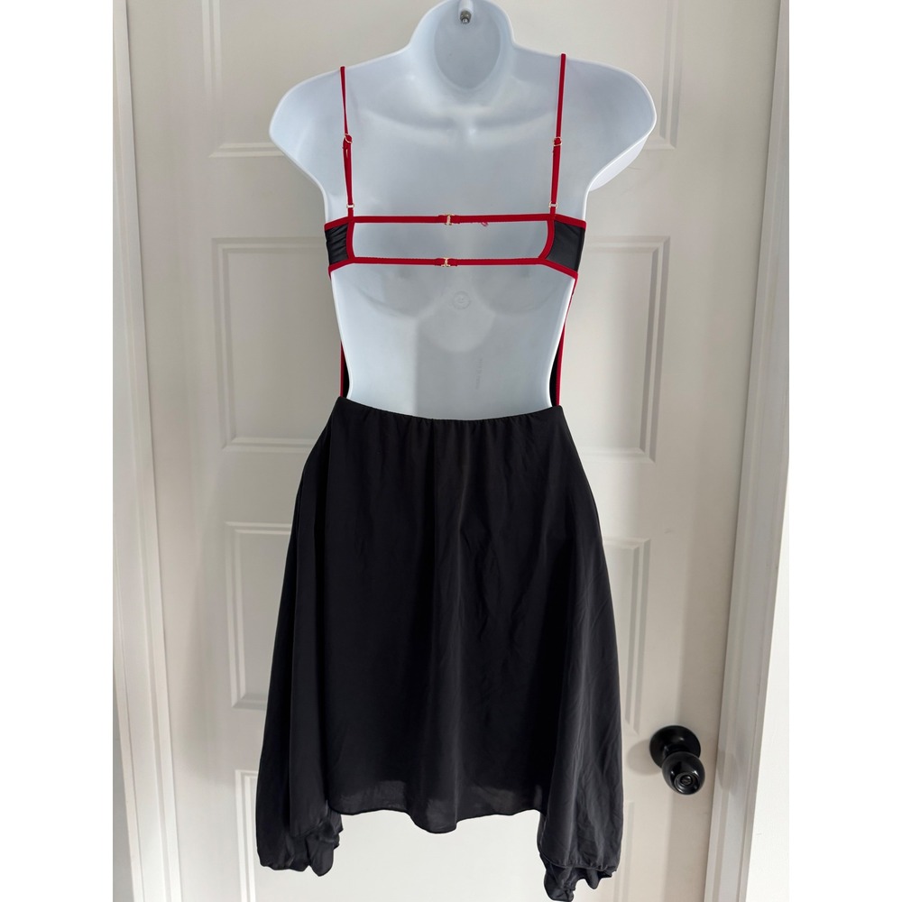 Oh Polly Black Red Heart Cutout Mini Dress Open Back Size 0 - Picture 6 of 10